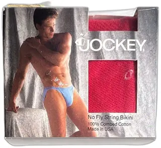 Vintage Jockey No Fly String Bikini XL Red 100 Percent Cotton 1990s USA Style 1003