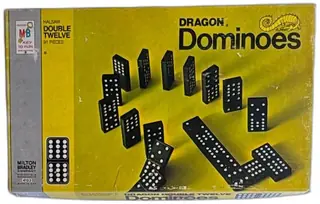 1970 Milton Bradley Halsam Dragon Dominoes Double Twelve Set 91 Pieces Complete
