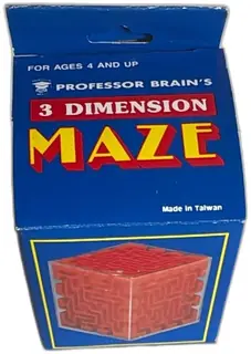 Professor Brain 3 Dimension Maze Puzzle Cube Vintage Taiwan New Boxed
