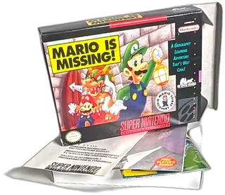 Mario Is Missing Super Nintendo SNES Complete CIB Box Map Manual 1993 Nintendo