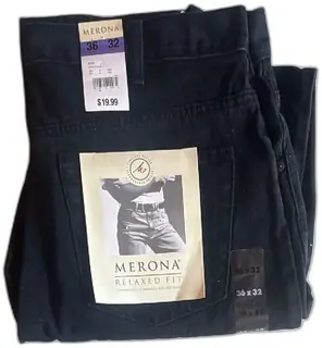 Merona Relaxed Fit Black Jeans Men’s Size 36x32 New Old Stock Cotton Denim